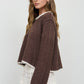 CONTRAST TRIM AND KNIT PATTERN LONG SLEEVE SWEATER
