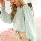 Geo Print Crew Neck Puff Sleeve Blouse