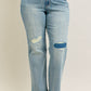 High Waisted Distressed & Knee Patch Straight- PLUS
