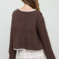 CONTRAST TRIM AND KNIT PATTERN LONG SLEEVE SWEATER