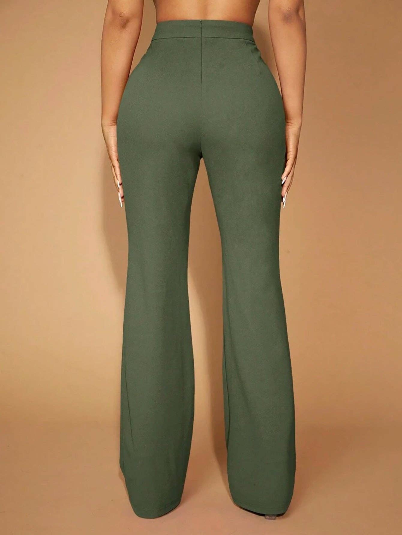 High Waist Straight Leg Pants Women's Work Trousers