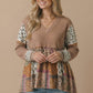 Boho Print Color Block Knit Top
