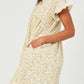 Womens Ditsy Floral Smocked V Neck Dress