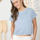 WASHED SHORT SLEEVE BOXY KNIT TOP