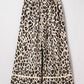 Khaki Leopard Wide Leg Cropped Pants