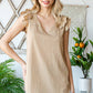 V-Neck Crinkle Blouse w Ruffle Sleeves
