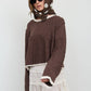 CONTRAST TRIM AND KNIT PATTERN LONG SLEEVE SWEATER