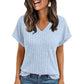 Ribbed Knit V-Neck Top – Relaxed Fit Casual Summer Tee