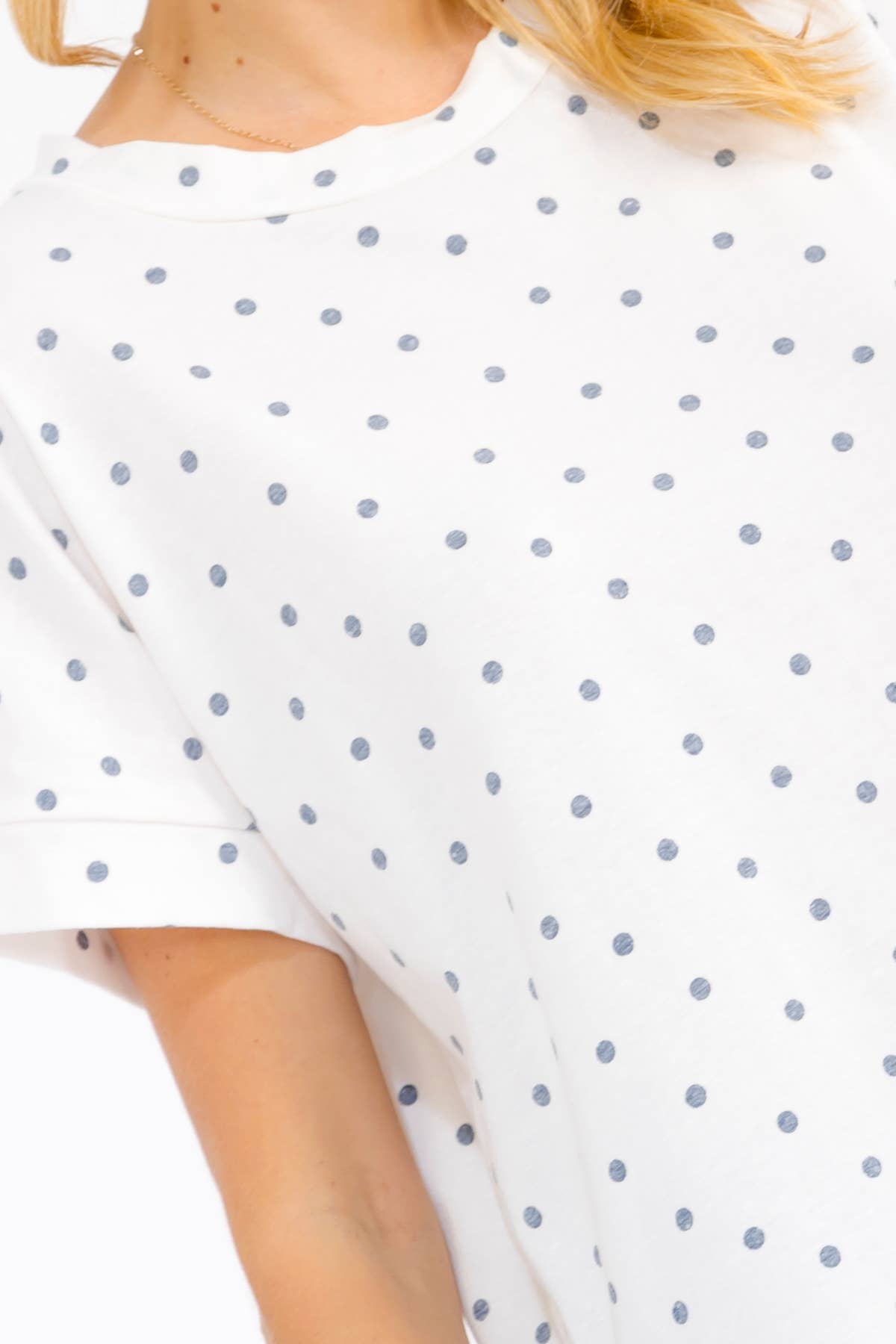 Polka Dot Banded Short Sleeve Top
