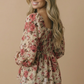 Plus V Neck Floral Babydoll Smocking Fit Top