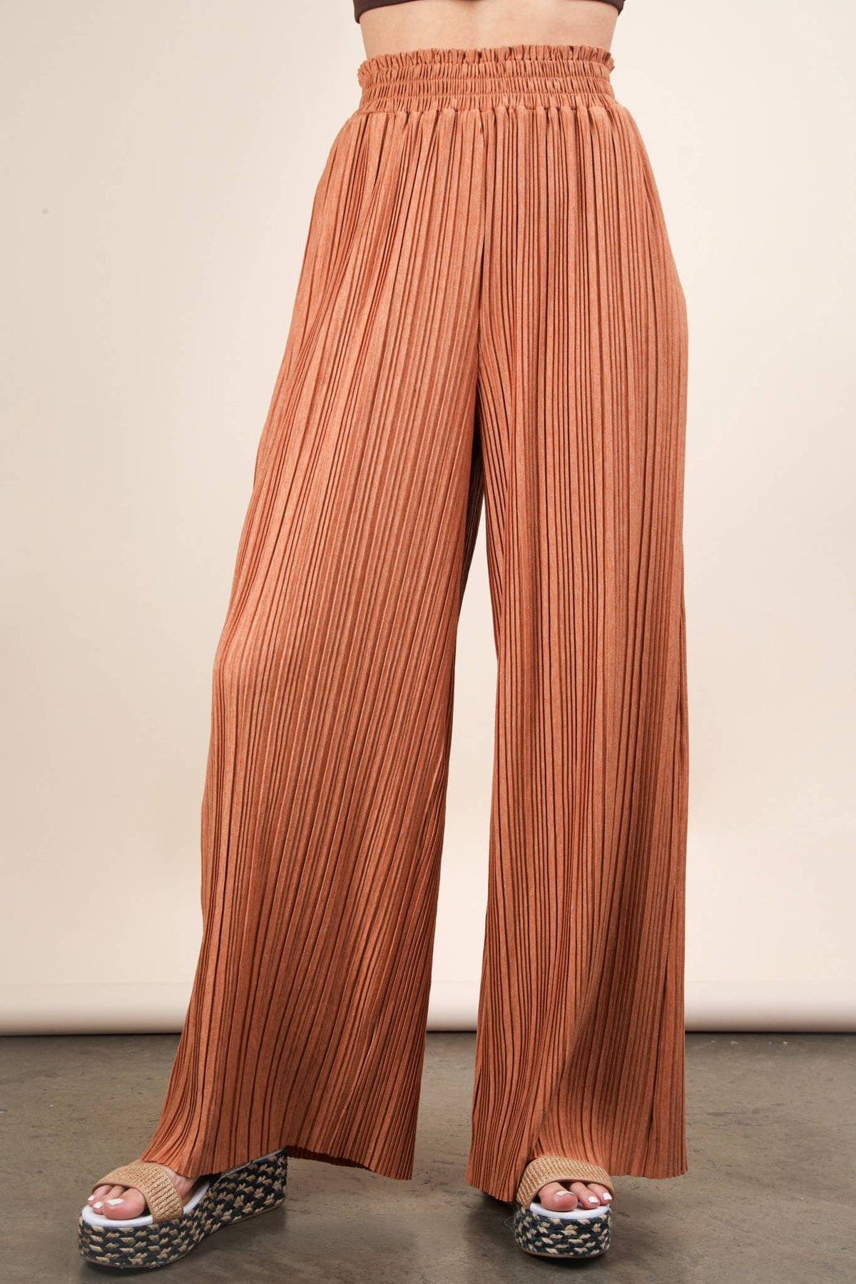 Leopard Print Wide Leg Pleated Pants