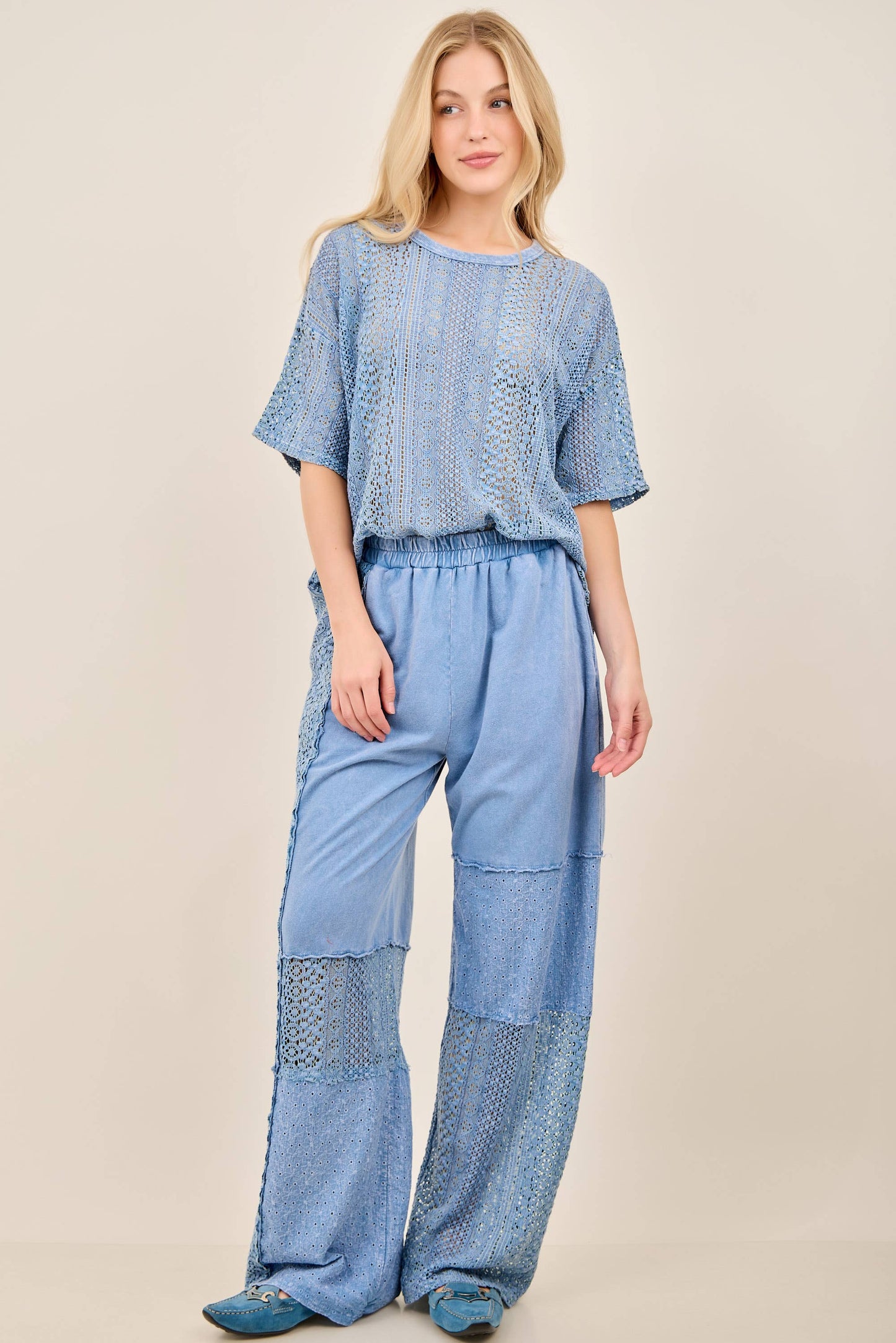 Mineral Washed Lace Top