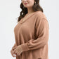 PLUS V NECK ASYMMETRICAL HEM LONG SLEEVE KNIT TOP