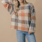Plaid Colorblock Pullover Knit Top