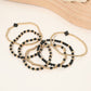 6PCS - Cross Charm Faceted Beaded Stretch Multi Layered Bracelets