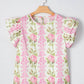 PRETTY BASH Floral Ruffle Short Sleeve Top