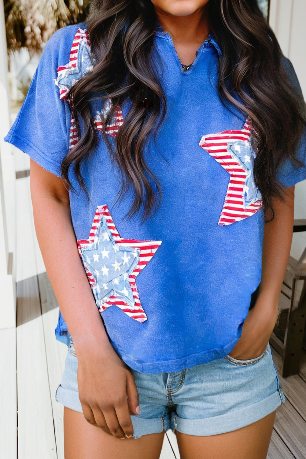 Patriot Star Patched Mineral Washed Tee