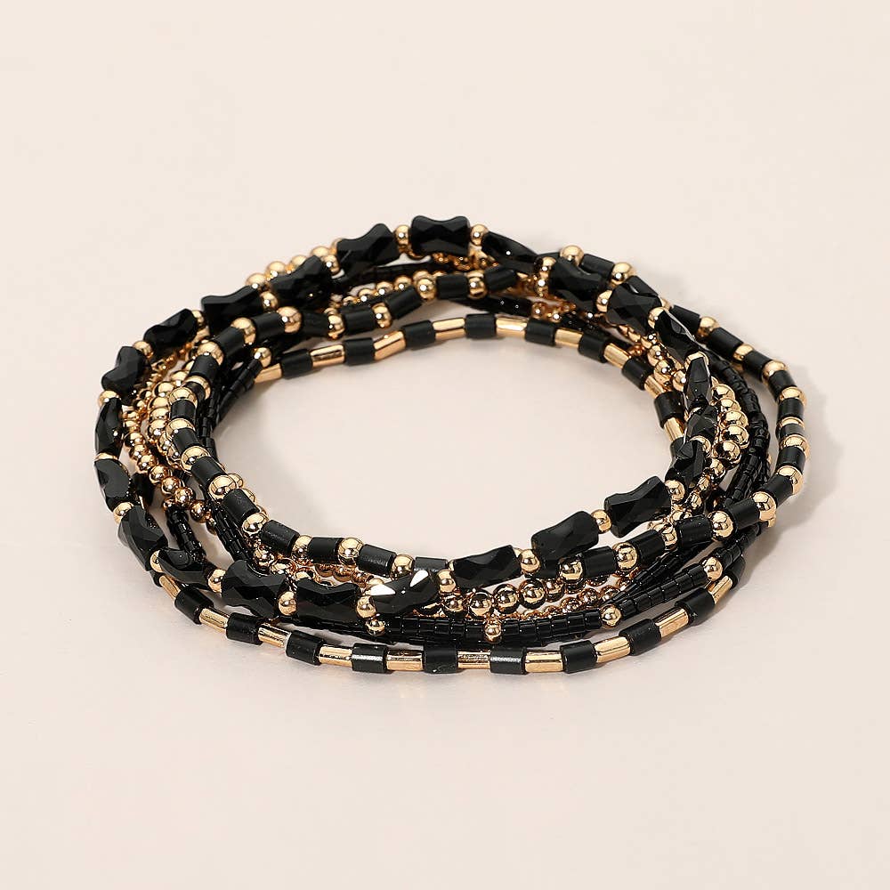 7PCS - Beaded Stretch Stackable Multi Layered Bracelets