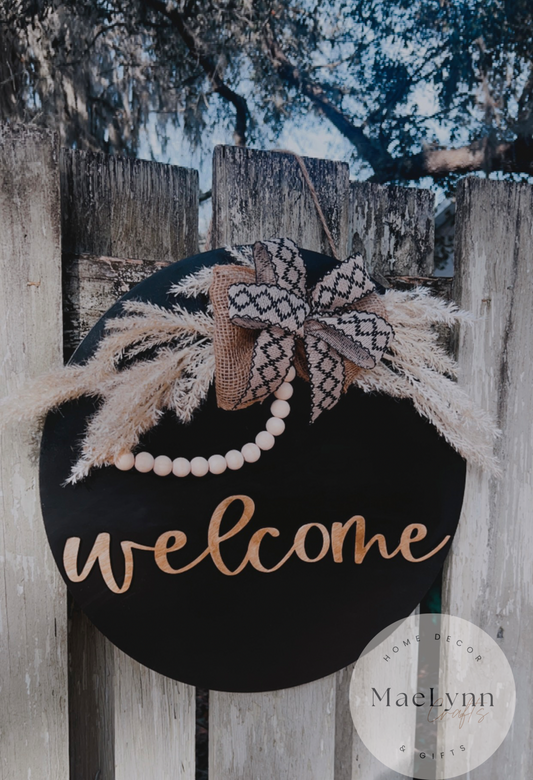 Black boho door hanger