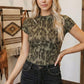 Western Leopard Round Neck Short Sleeve T-Shirts