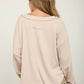 RAW EDGE V-NECK LONG SLEEVE TEXTURED KNIT TOP