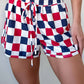 Red, White and Blue Checkered Shorts
