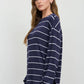 STRIPE LONG SLEEVE CUFFED RELAXED KNIT TOP