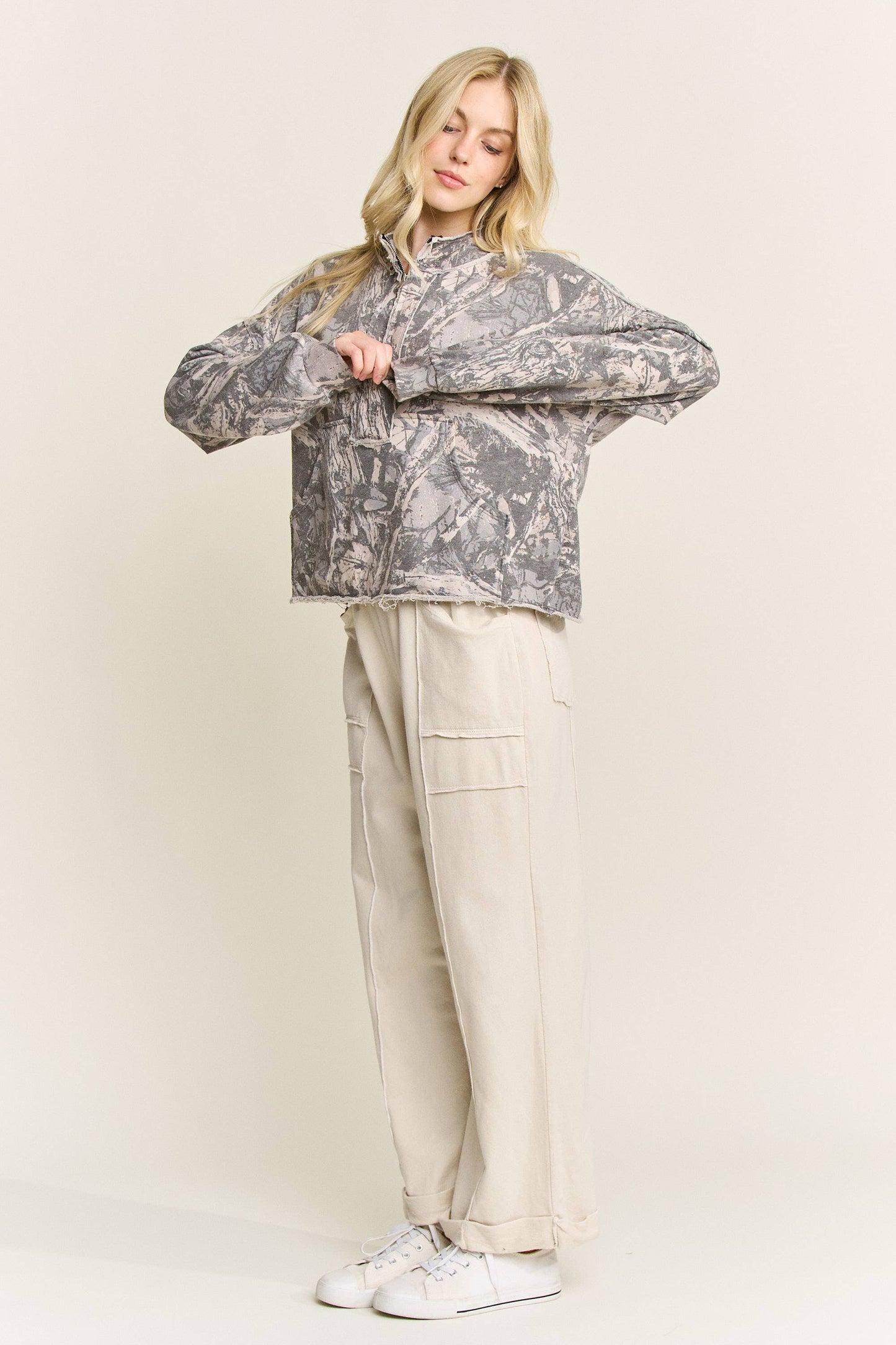 Shelby Camo Quarter Zip Top
