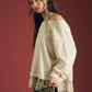 LAYERED HALTER LACE NECK OFF-SHOULDER KNIT TOP