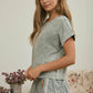WASHED SHORT SLEEVE BOXY KNIT TOP