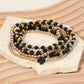 6PCS - Cross Charm Faceted Beaded Stretch Multi Layered Bracelets
