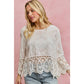 FLORAL EMBROIDERED CROCHET LACE TRIMMED TOP