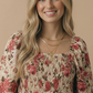 Plus V Neck Floral Babydoll Smocking Fit Top