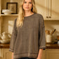 WASHED INVERTED SEAM SHORT SLEEVE SWEATSHIRT