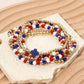 6PCS - Cross Charm Faceted Beaded Stretch Multi Layered Bracelets