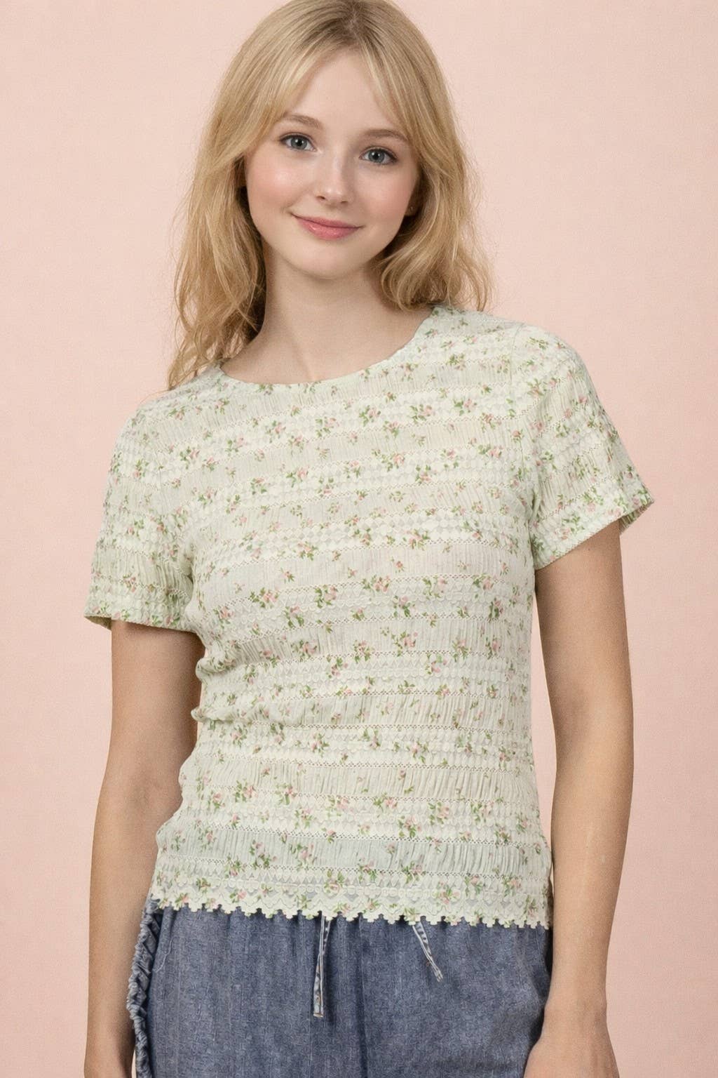 Floral Print Fitted Casual Top