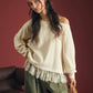 LAYERED HALTER LACE NECK OFF-SHOULDER KNIT TOP