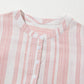 Stripe Half Buttoned Short Sleeve Blouse