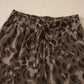 Brown Leopard Print Patchwork Pullover Drawstring Loose Pant Set