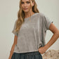 WASHED SHORT SLEEVE BOXY KNIT TOP