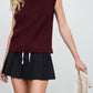 RAW MOCK NECK DOLMAN SLEEVE SWEATER KNIT TOP