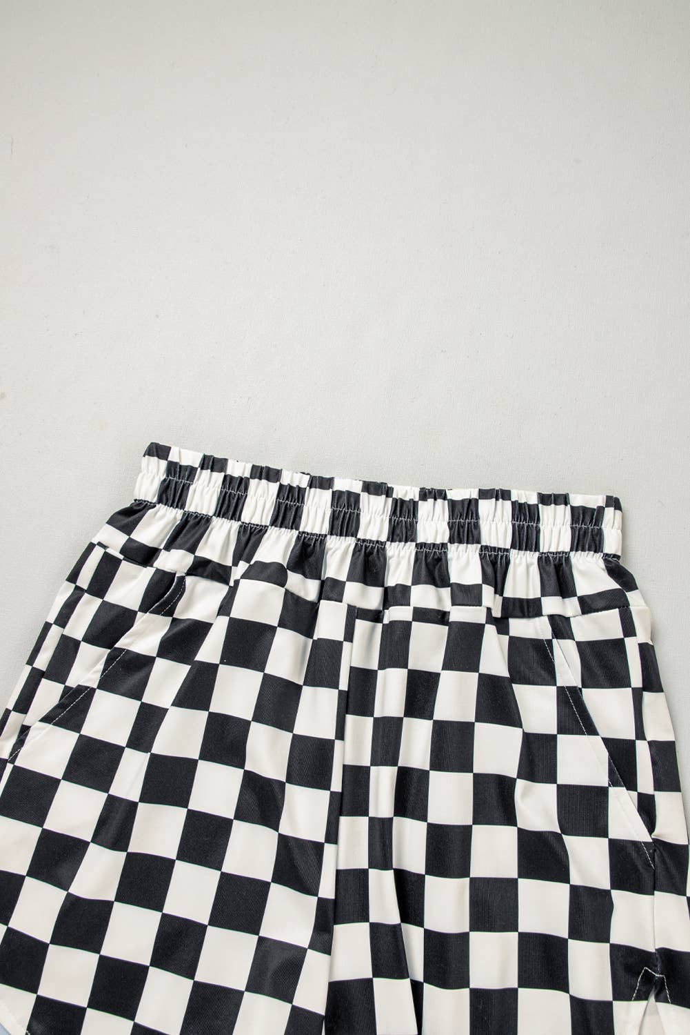 Checkered Print High Waist Casual Shorts