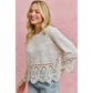 FLORAL EMBROIDERED CROCHET LACE TRIMMED TOP