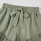Textured Tie Waist Ruffle Hem Shorts
