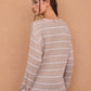 STRIPE LONG SLEEVE CUFFED RELAXED KNIT TOP