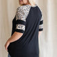 Leopard Print Raglan Short Sleeve Top