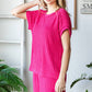 Textured Short Sleeve & Shorts Lounge Set