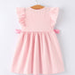 Stripe Girls Dress Bow Smocked Ruffle Sleeve