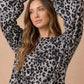 Oversized Mixed Print Sweater Knit Top