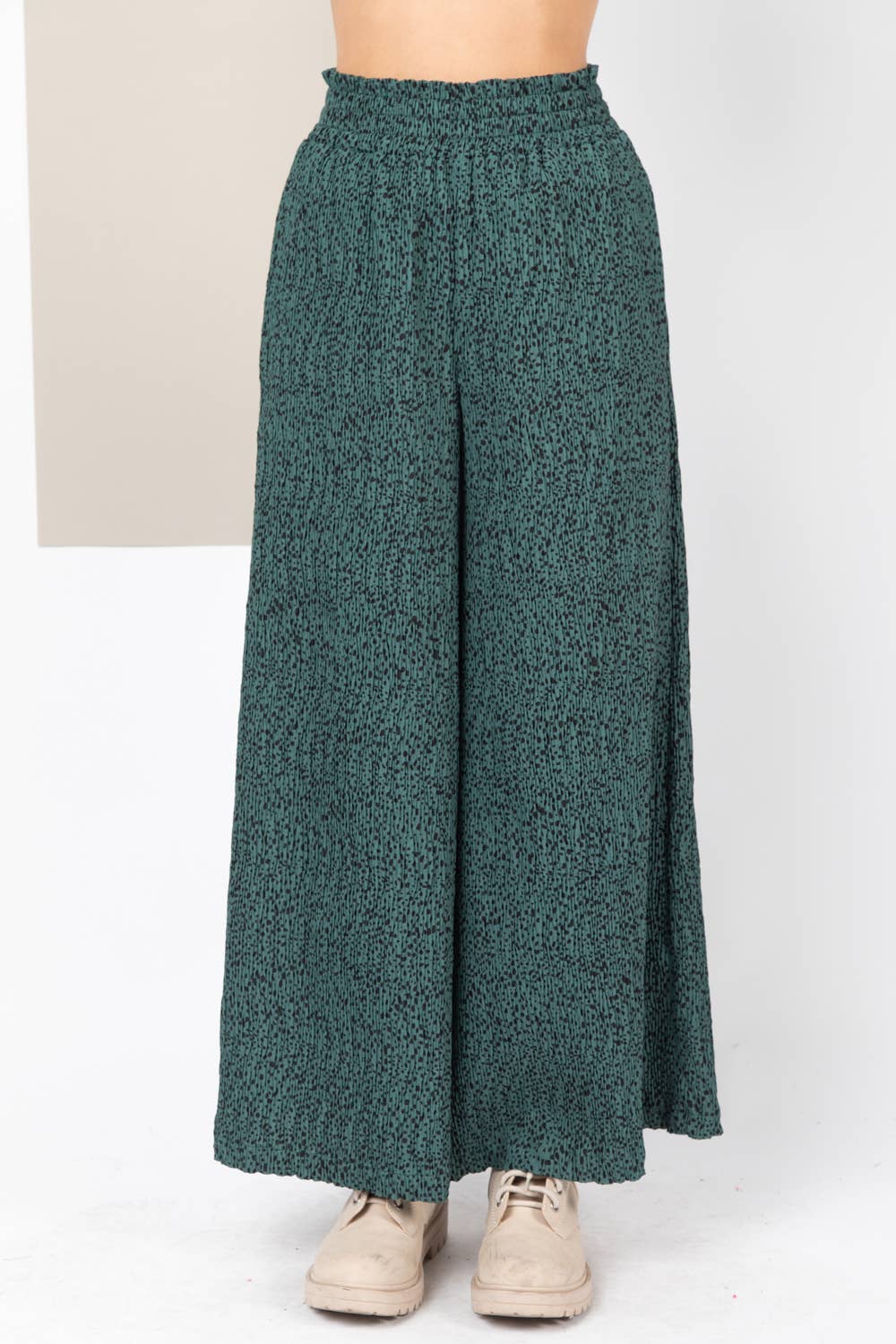 High-Waist Crinkled Wide Leg Pants Plus Size